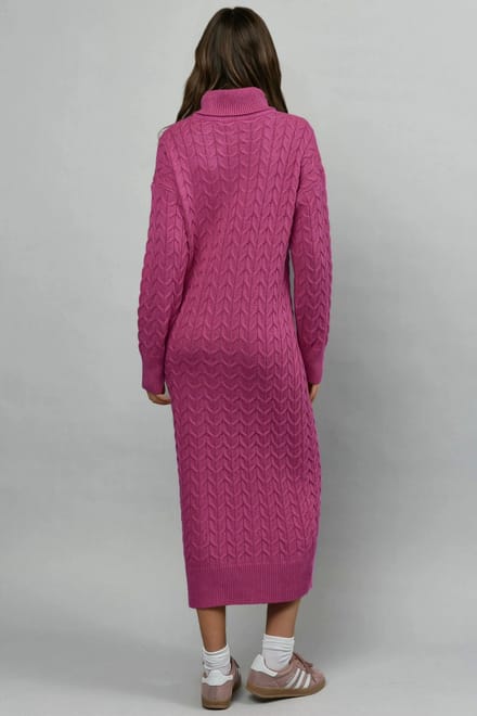 Langemouw Turtleneck Haarvlecht Gebreide Jurk