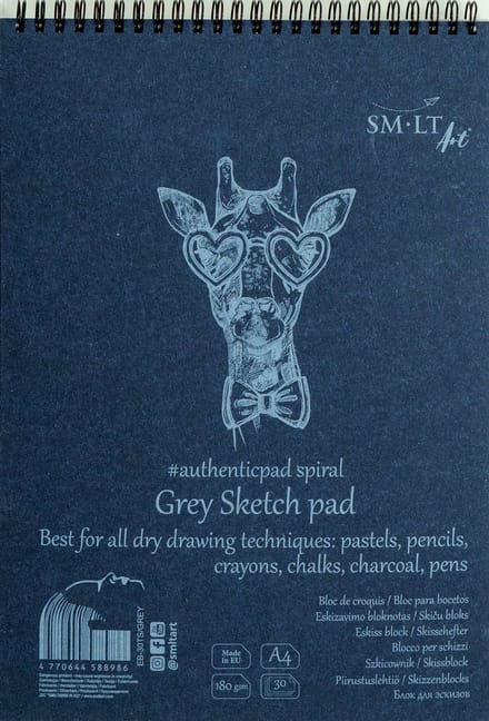 SMLT schetsboek A4 grijs ringband 180gr 30 vel FSC papier.