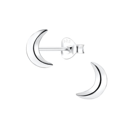 Joy|S - Zilveren maan oorbellen - 6 x 8 mm