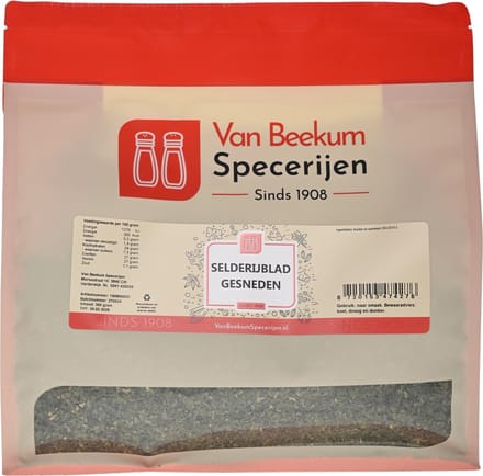 Van Beekum Specerijen - Selderijblad Gesneden - 300 Gram (hersluitbare stazak)