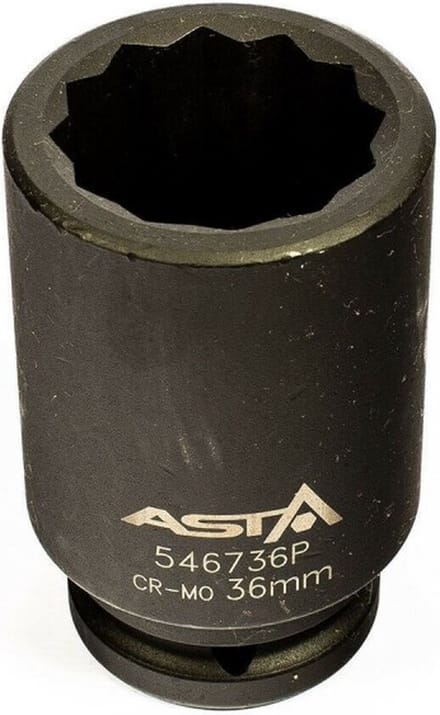 twaalfkant verlengde krachtdop - 36 mm - 3/4 duims aansluiting - slagdop - impact dop - rateldop - asta