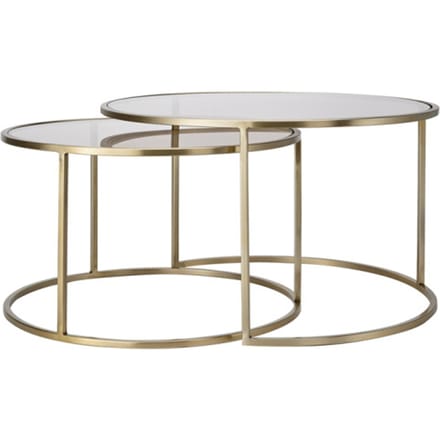 Light & Living Salontafel Duarte - Bruin Glas/Goud - Ø65+Ø75cm - Modern