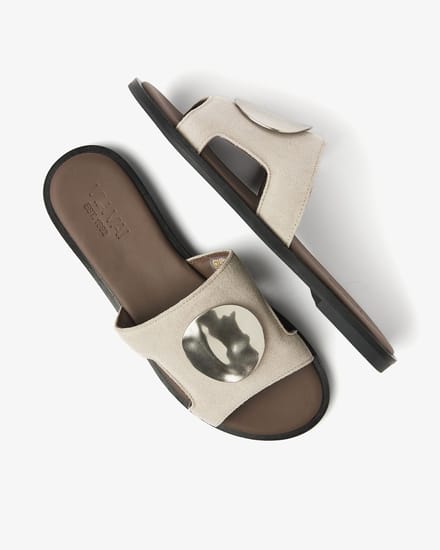 VIA VAI Vita Avi Slippers Dames - Suède - Beige - Maat 40