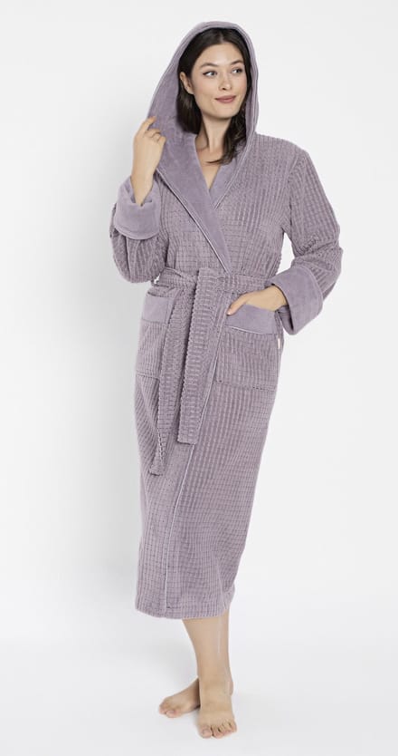 Dames Badjas Arianna / Bamboe Katoen / Lila kleur / maat L/XL