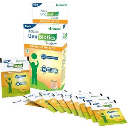 Cipla ActivKids Unobiotics Junior Probiotica Poeder 10 Sachets Stimuleert Darmgezondheid Immuniteit