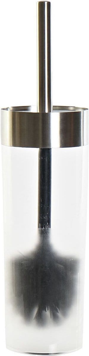 ITEM Toiletborstel - wit - transparant - kunststof houder - RVS handvat - 35 cm