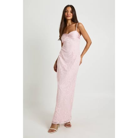 boohoo Dames Slipjurk met kantmix | Pink | Maat: 16
