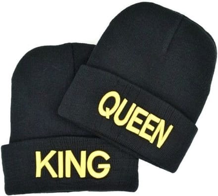 Winkrs | Beanie set "King & Queen" Goud | Muts | Hoofddeksel | One Size