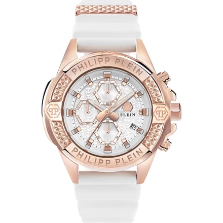 Philipp Plein The $Kull Chrono PWWFA0325 Horloge - Siliconen - Wit - Ø 44 mm