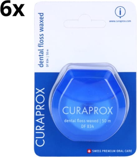 Curaprox DF 834 Dental Floss Waxed Mint - 6 x 50 meter - Voordeelverpakking