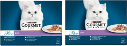 2x Gourmet - Perle Duo Rund & Kip - Kattenvoer Natvoer - 12x85g