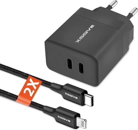 Super Snellader - Geschikt voor iPhone 14, 13, 12, 11, X - 1 Meter Oplader Set met Kabels