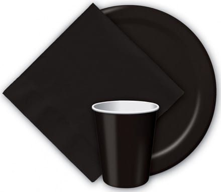 Feest bekertjes karton - zwart - 24x stuks - 256 ml - Wegwerpbekertjes