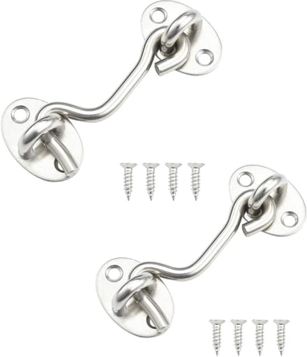 2 Pcs Cabin Hook - Heavy Duty Gate Latch Lock - Rvs Beveiliging voor Garage, Deur, Raam (7.5cm)