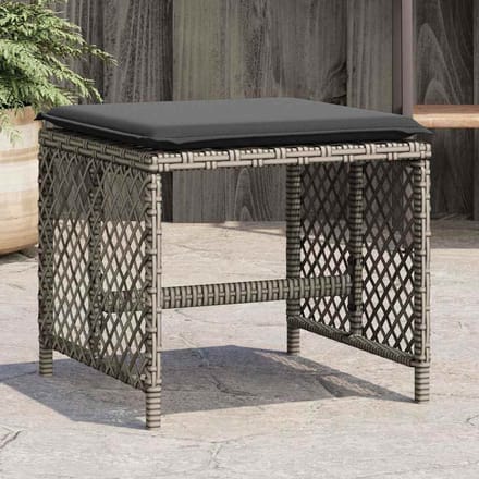 vidaXL - Tuinkrukken - 4 - st - met - kussens - 41x41x36 - cm - poly - rattan - grijs