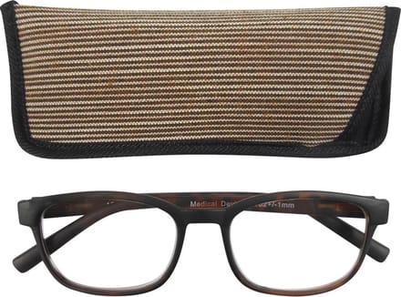 Lilly&June Leesbril Zwart/Bruin +2 - Met Bruin Gestreept Etui