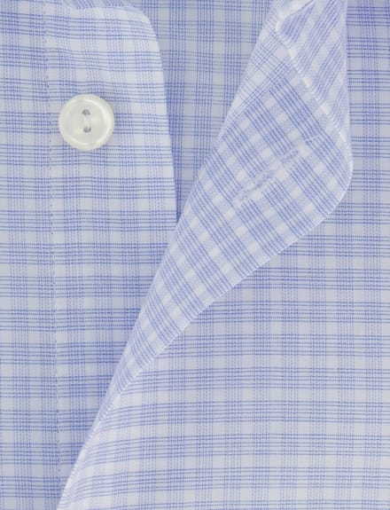 Eton shirt lichtblauw ruit wit classic fit met borstzak