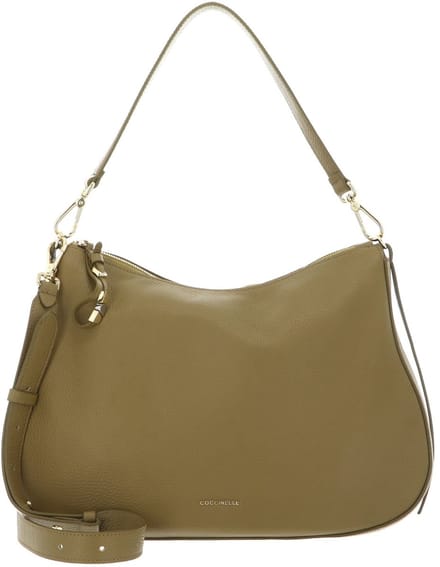 COCCINELLE Leren schoudertas Nory Handbag Grained Leather Seagrass kaki