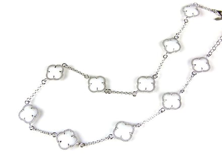 model 10 Fiori collier in zilver witte klavers
