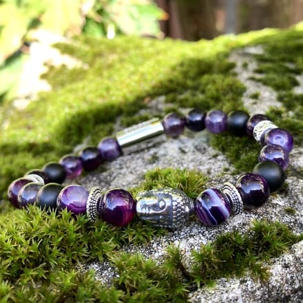 Dragon Bracelets - Heren Armband - Double Faced Buddha - Paars - Agaat