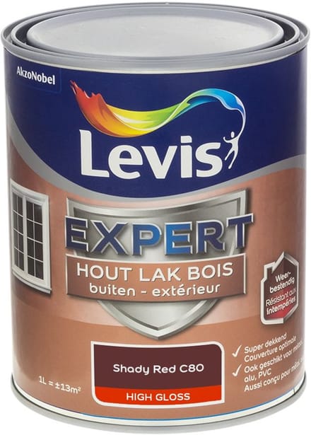 Levis - Expert Hout Lak Buiten High Gloss Mix - Shady Red C80 - 1 L