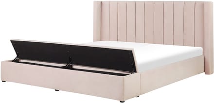 NOYERS - Bed met opbergruimte - Pastelroze - 180 x 200 cm - Fluweel