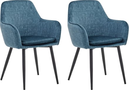 Colenis® - Levan eetkamerstoel - Set Van 2 - Petrol - Adoré Velvet - Industrieel - Met armleuning