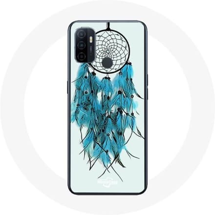 Oppo A53 hoesje Dream Catcher blauw witte achtergrond