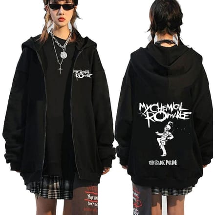 Chemical Romance Mcr Dode Rits Trui Zwart Parade Punk Emo Rock Rits Sweatshirt Mannen S zwart