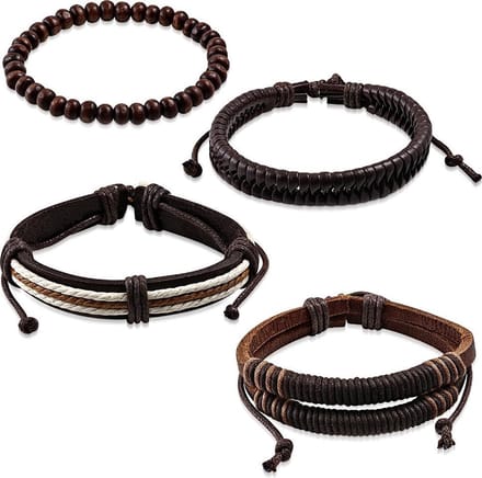 Amanto Armbanden Ferris - Leer - Touw - Kralen - 4-delig