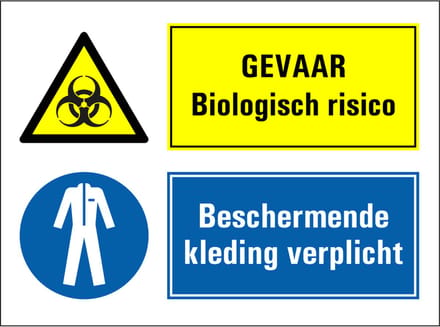 Biologisch gevaar, beschermende kleding verplicht sticker 200 x 150 mm