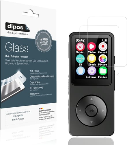 dipos – 2x Pantserfolie geschikt voor LICAEVEY MP3-Player | 9H Screenprotector