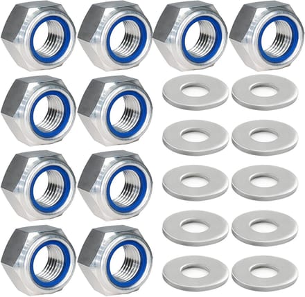 Dailygoods - M10 Moeren en Sluitringen Set - 20 Stuks Roestvrij Staal Zelfborgend