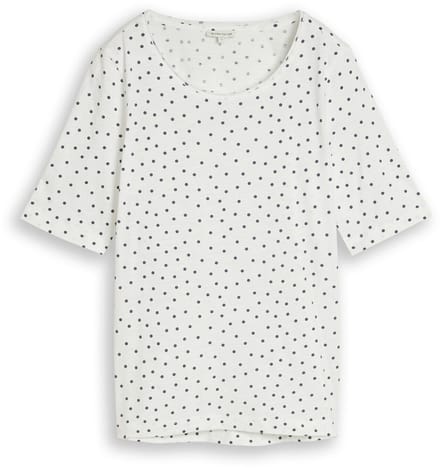 Tom Tailor - T-shirt met stippenpatroon - Maat M - white small dot design