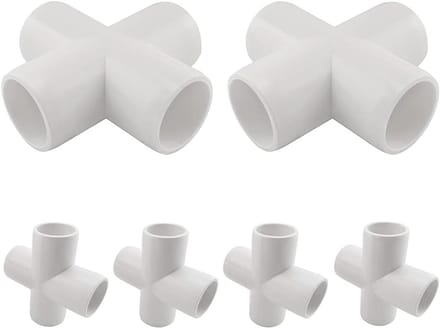 PVC Kruis Elleboog - 4-weg Koppeling PVC Connector - DIY Constructies Bouwen - Meubelkwaliteit SCH40 - 3/4 inch - Wit