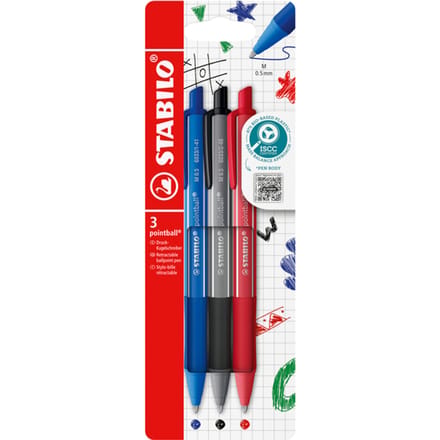 STABILO pointball - Balpen - Colorful - Navulbaar - Etui Met 3 Kleuren