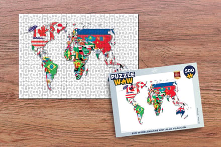 Puzzel Wereldkaart - Vlaggen - Trendy - Legpuzzel - Puzzel 500 stukjes