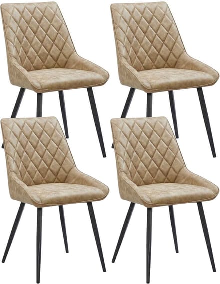 Colenis® - Nordi Eetkamerstoel - Set Van 4 - Sand - Microfiber - Microvezel - Zonder armleuning