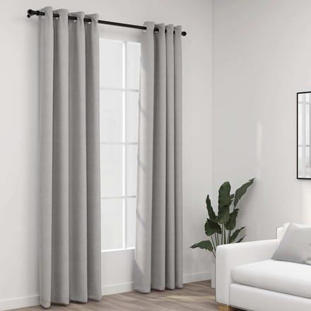 vidaXL - Gordijnen - linnen-look - verduisterend - ogen - 2 - st - 140x245 - cm - grijs