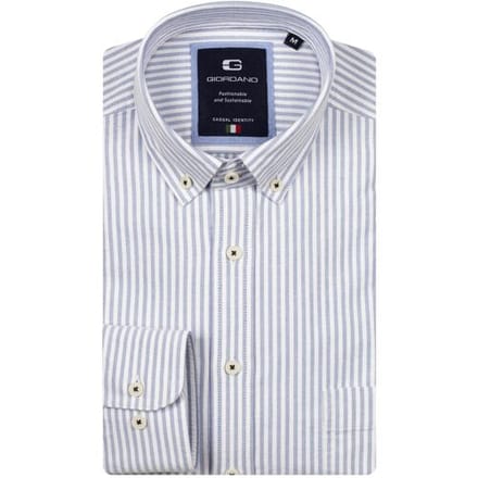 Giordano Overhemd Brando Soft Washed Oxford Gingham Stripe Button-Down Sky Blue / male