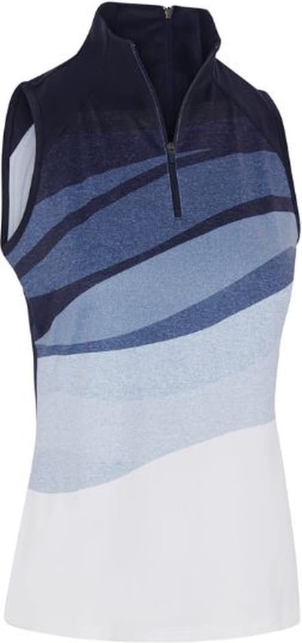 Mouwloze Dames Callaway Golf Polo Gradient Wave Print Peacoat