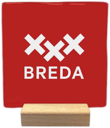 Breda - Keramische decoratie tegel - incl. houten presenteerblok