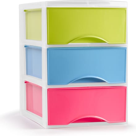 Plasticforte Ladeblokje/bureau organizer met 3x lades - gekleurd - L26 x B37 x H37 cm