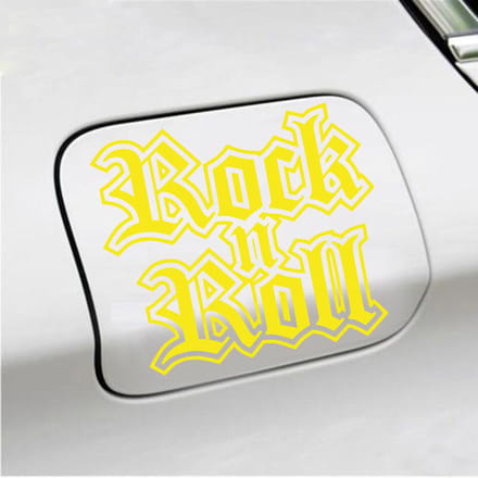 Bumpersticker - Rock N Roll - 13 X 15 - Geel