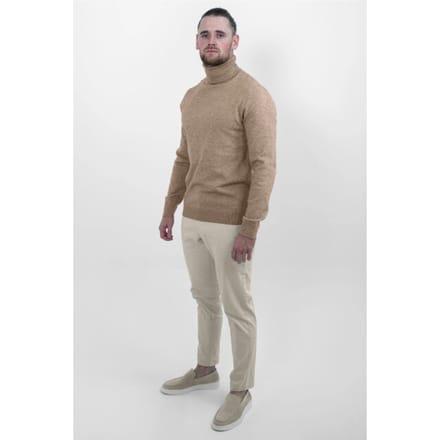 Vercate - Luxe Coltrui - Bruin - Regular Fit - Knit / Knitted Heren Pullover / Sweater / Trui - Maat XXL