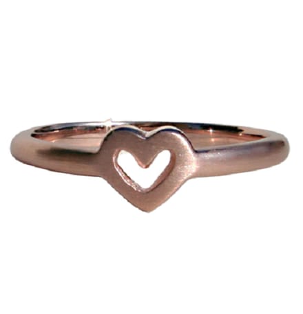 Schitterende 14K Vergulde Rosé Zilveren Ring Hart (maat 58)