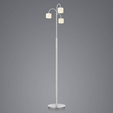 HELL Mila LED vloerlamp, nikkel/opaal glas, 3-lamps