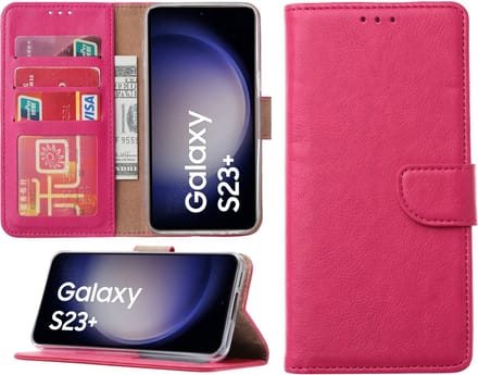 Samsung Galaxy S23 Plus hoesje - Portemonnee Cover - Bookcase met pasjeshouder - Pink