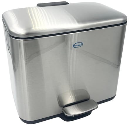 Badkamer afvalemmer - Duo prullenbak - Afval scheiden - Soft-close deksel - 2 x 3 liter - Zilver