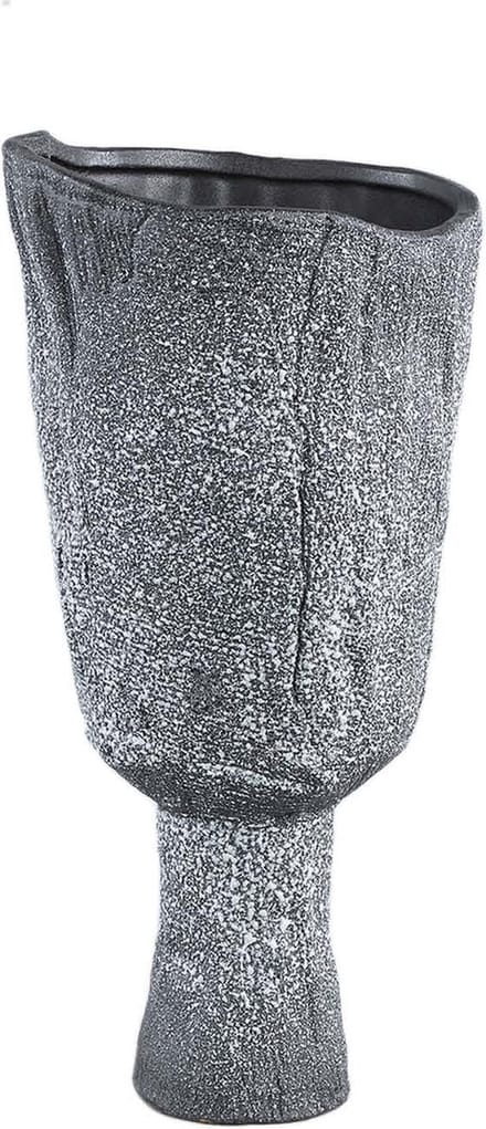 PTMD Nirah Ronde Bloempot - H45 x Ø22 cm - Keramiek - Zwart